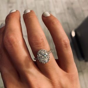 Classic Diamond Halo Moissanite Engagement Ring